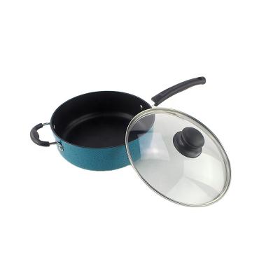 China Kitchenware 30cm Minimalist Wok Cookware Aluminum Nonstick Wok With Glass Lid for sale