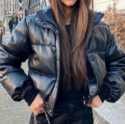 China 2021 Anti-wrinkle women's jackets and coats temperament artificial leather cotton clothing winter coat fashion bomber cropped jacket for sale