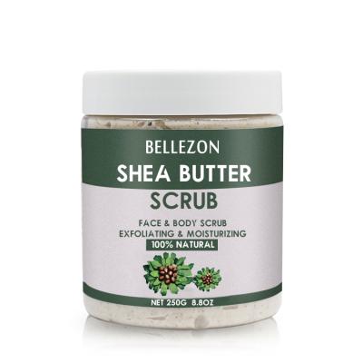 China Exfoliator Bellezon Skin Care Products Body Face Exfoliating Shea Butter Scrub Private Label for sale