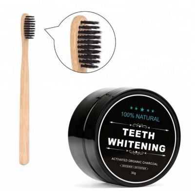 China Private Label Antibacterial Activated Charcoal Wholesale Teeth Whitening Powder With Home Brush Kit for sale