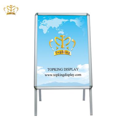 China Aluminum Double Floor Poster Stand Aluminum Side Display A1 Height Snap Lock Frame A Board Rack for sale