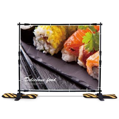 China Adjustable Aluminum Telescopic Display Advertising Backdrop Stand Fabric Banner Display for sale