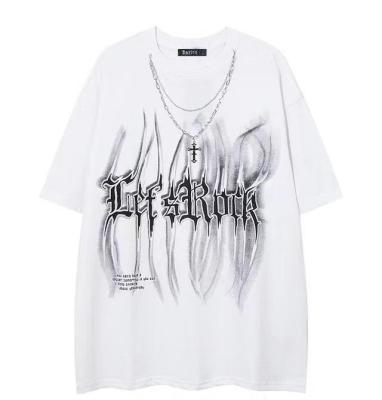 China OEM/ODM Summer Casual Loose Chain Decoration QUICK DRY Short T-shirt Men's Sleeve Hip Hop Print Men's T-shirt for sale