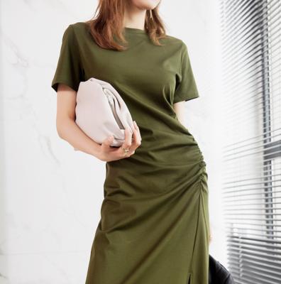 China Breathable Spring Long Cross-Bifurcated Over-the-Knee T-Shirt Dress for sale