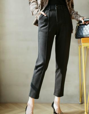 China Plus Size Factory Quality Caramel Color Tapered Pipe Office Lady Black Pants Plus Size for sale