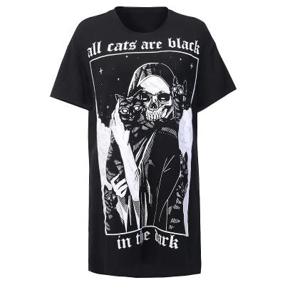 China OEM Breathable Dark T-shirt Lazy Color Women Loose CCE Death Print Korean Central Institute of Statistics Short Sleeve T-shirt for sale