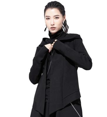 China OEM Breathable Women Dark Lapel Cool Hoodie Spring And Summer Irregular Big Sleeve Cardigan Coat for sale