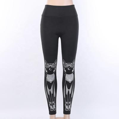 China Stats OEM Street News Printing Breathable Tight Casual Pants Women High Waist Wear Outside Bottom Pants for sale