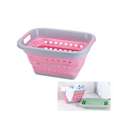 China Wholesale Collapsible Space Saving Laundry Basket Cleaning Plastic Laundry Hamper Plastic Folding Laundry Hamper Large For Dirty Clothes for sale