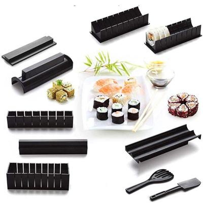 China Roll Sushi Making Mold Multifnctional 10 Pcs Sushi Maker Equipment Kit Japanese Rice Ball Cake Roll Sushi Mold Home Making Mold Sushi Tools for sale