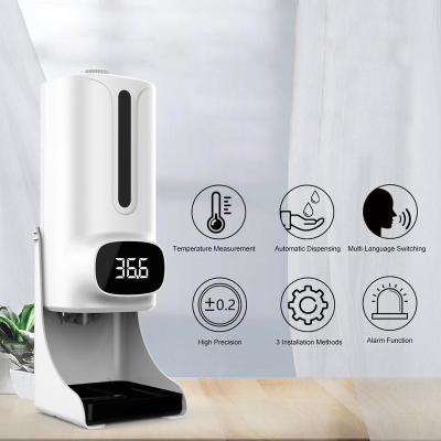 China Touchless Soap Dispenser Bathroom 2000ml Thermometer Sensor Soap Dispenser Dual Alcohol Disinfection Spray Hand Sanitizer Dispenser for sale