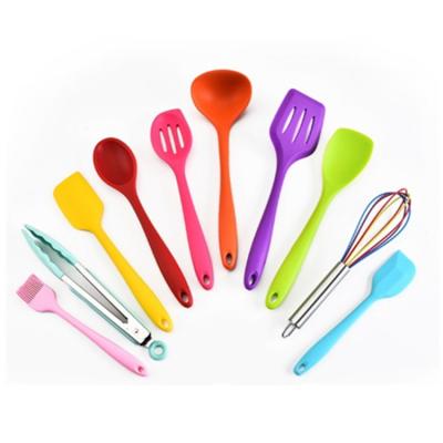 China Amazon 10 PCs Sustainable Hot Selling Silicone Nonstick Cookware Sets Cook Spoon Shovel Kitchen Accessories Utensil Set for sale