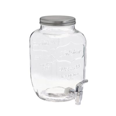 China 1 Gallon Viable Clear Beverage Dispenser Glass Bottle With Faucet for sale