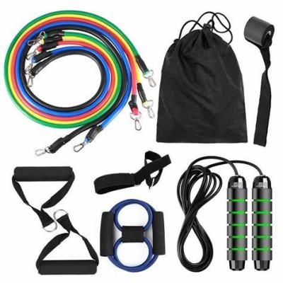 China Gym Exercise 13pcs resistance workout elastic bands home elastic tube set with jump rope and 8 type rubber bandTube for sale