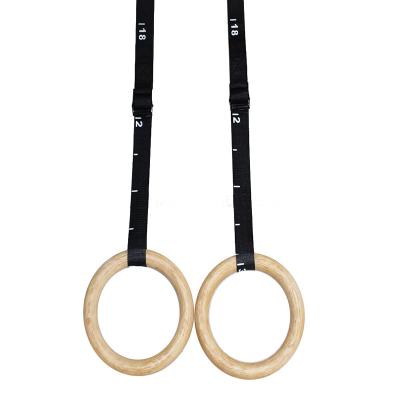 China Wooden Exercise Workout Rings Gymnastic Rings Fitness Wooden Adjustable Gymnastic Rings for sale