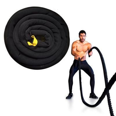 China 3 Strand Gym Equipment 50mm Polyester Fitness Power Training Anchor Battle Rope With Cover for sale