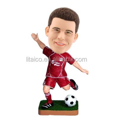 China Europe Customized Statue To Make 3d Poly Soccer Player Resin Flip Head for sale