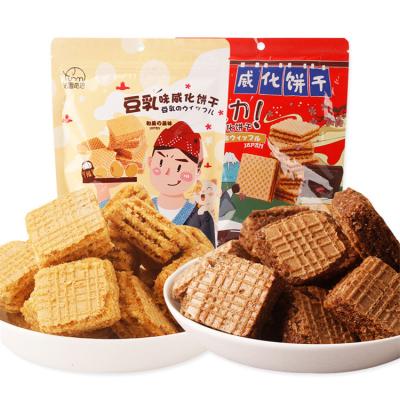 China Wholesale Low-sodium OEM/ODM 106g bagged cookies cookies shortbread soy milk and chocolate two flavor wafer cookie club social cookies for sale