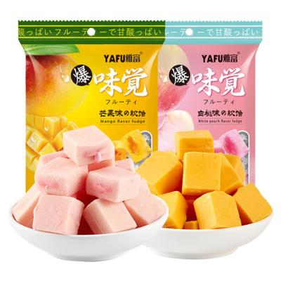 China Natural Delicious Candy Snacks 110g Burst Healthy Rare Pulp Sandwich Soft Cake Filled Gummy Candies for sale