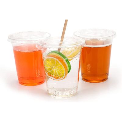 China Custom Printing Eco-Friendly Cold Drinking Clear Pet Logo Cup Takeaway Plastic Cups With Dome Lids for sale