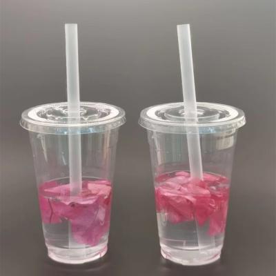 China 16oz disposable plastic ice coffee cup bubble tea cup eco-friendly with lid boba tea cups for sale