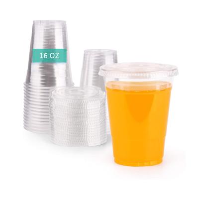 China Eco - Friendly 16 Oz Clear Plastic Cups With Flat Lids for sale