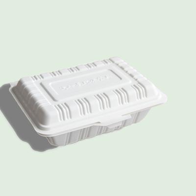 China 350ml Disposable Biodegradable Cornstarch Plastic Food Container Disposable Lunch Box for sale