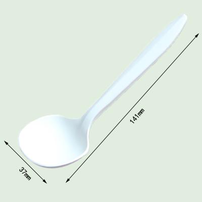 China Hot Sale SS06 Corn Starch+PP Biodegradable Cutlery Plastic 6 Inch Disposable Corn Starch Soup Spoon for sale