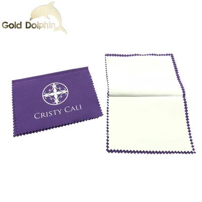 China Viable Wholesale Anti-Tarnish Microfiber Polishing Cloth With Logo, Suede Custom Gold Silver Jewelry Double Sided Polishing Cloth for sale