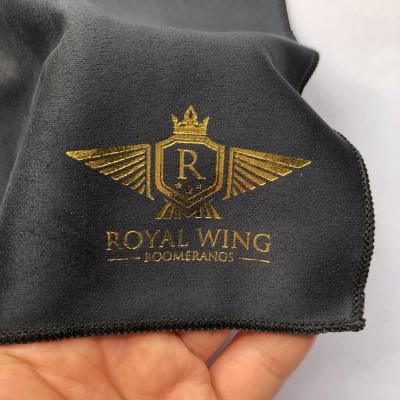 China Luxury Black Jewelery Polishing Cleaning Cloth Microfiber Polishing Cloth With Gold /Silver Foil Foil Logo 20 x 20 cm for sale