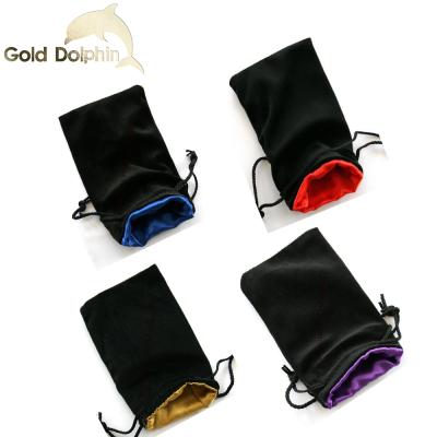 China Ideal pouches for all types of jewelry custom logo printed small jewelry bag satin lined velvet drawstring pouch for sale