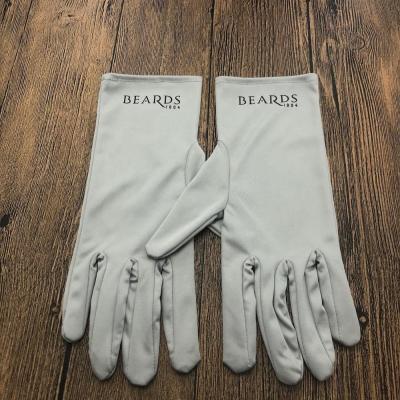 China Soft luxury brand custom logo printed white microfiber jewelry gloves with jewelry polishing gloves for sale