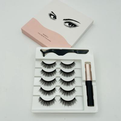 China Long natural magnetic fakelashes private label 6d silk mink eye lashesh set seller false eyelash with cute packaging for sale