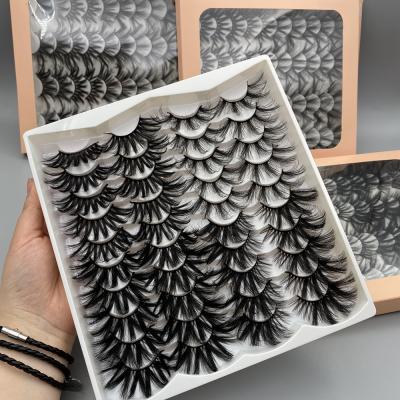 China Full Thick Thick Strip 20 Pairs Silk Lashes Set Custom Eyelash Packing Wholesale Bulk Faux Mink Eyelashes Vendor from Lashes6d for sale