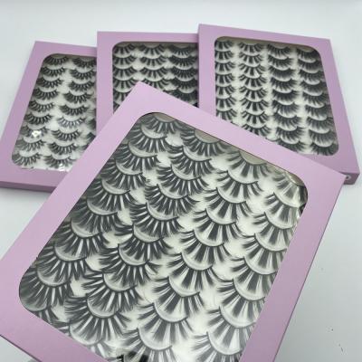 China 20 Pairs Mink Eye Lashes Luxury Fluffy Drawer Eyelash Thick Faux Silk Tapered Eyelashes Set Lashbox Packaging for sale