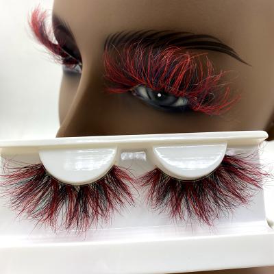 China 25mm 30mm Long Natural Unique Dramatic Color Mink Lashes Eyelash Packaging Box Halloween Wick Case Seller Customized for sale