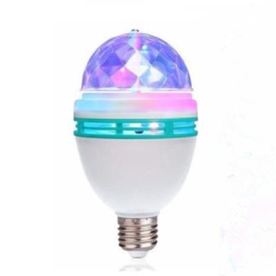 China Introduce Lowest Price Auto Light Bulbs E27 B22 3W Mini Party Light Stage Lighting LED Full Color Plastic Rotating Lamp for sale