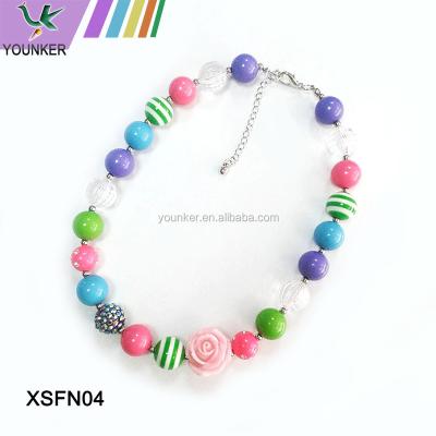 China Trendy Fashion Design Handmade Colorful Plastic Beaded Necklace For Kids for sale