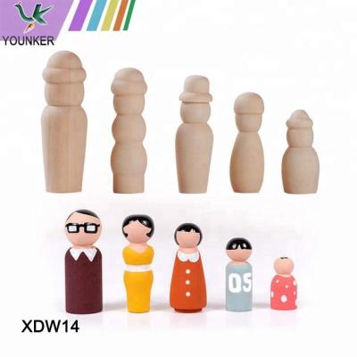 China Early Educational Toys DIY Peg Doll Unfinished Wooden People Wooden Body for sale