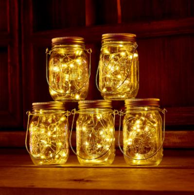 China Hot Sale Mason Jar Light Christmas Decoration 20Led String Light Copper Wire Mason Jar Lid Lights Solar for sale