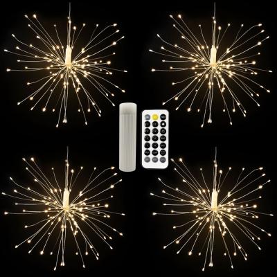 China Rechargeable Starburst Lights Festival Chargable 480 Led Outdoor Decoration Hanging Copper Wire Led Fireworks Fairy Starburst String Lights for sale