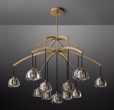 China Nickel / Brass / Bronze Art Deco Chandelier Vintage 20'10'' for sale