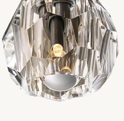 China Clear Glass Petite Flushmount Ceiling Light with Embedded Crystal and Brass Finish for sale