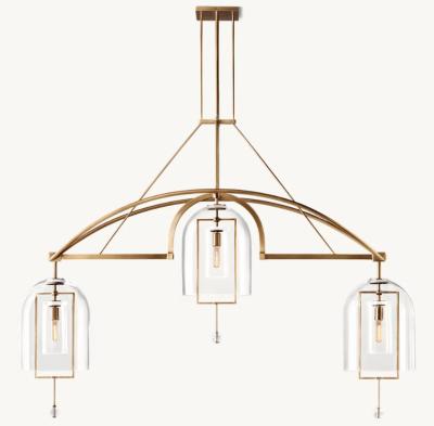 China American Style Fulcrum Linear Brass Chandelier with Vintage Brass Finish 48.2 kg for sale