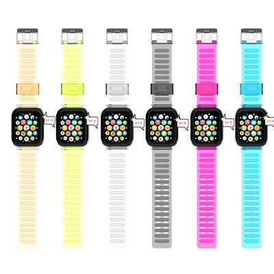 China Watch Accessories 2021 New Clear Watchband For Se 6 5 Series 7 4 3 Color Transparent Band For Apple iWatch 44 41 40 45 T500 W26 for sale