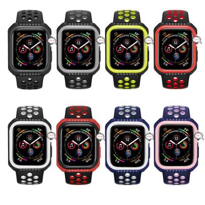 China 38mm 42mm 40mm 42mm Adjustable Silicone Soft Watch Case + Breathable Strap iWatch Series 7/6/SE/5/4/3 For Apple Watch Band 44mm 41mm 45mm 42mm for sale