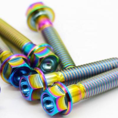 China High Strength And Light Texture Fastener High Strength Alloy Titanium Racing Motorcycles Hexagon Flange Bolt for sale