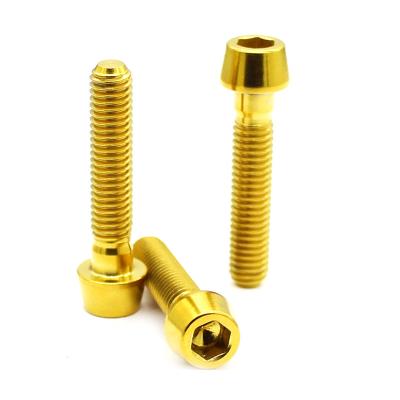 China High Strength And Lightweight Texture Rainbow Tapered Head Titanium Alloy Screw Head High Strength Tapered Screw for sale