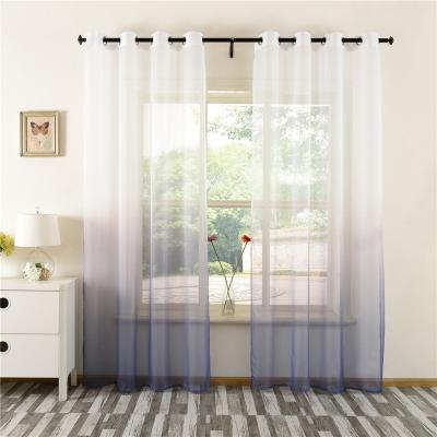 China Wholesale Ready Made Romantic Grommet Curtain Hotel Curtain Coffee Voile Gradient Color Tulle Window Curtain Voile for sale