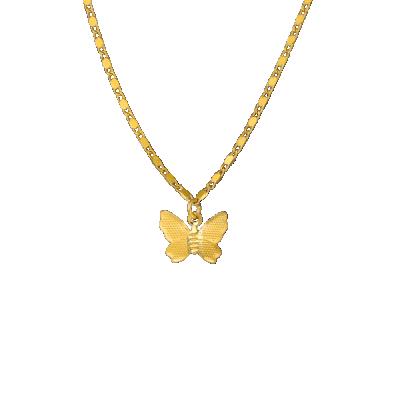 China Custom 1pcs Vintage Stainless Steel Charm Necklaces Couples Gold Mens Necklace Set Butterfly Necklace With Flat Chain for sale